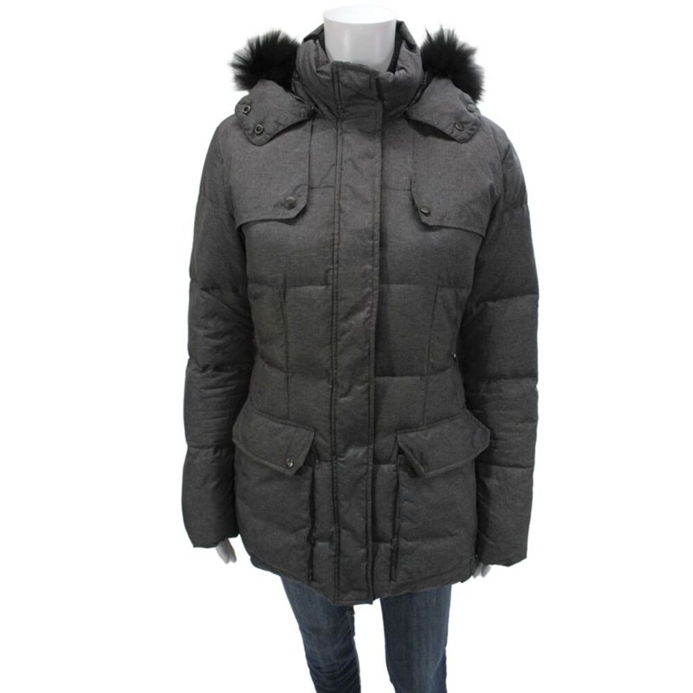 Add Women Gray Puffer Jacket Polyamide Snap Size 6